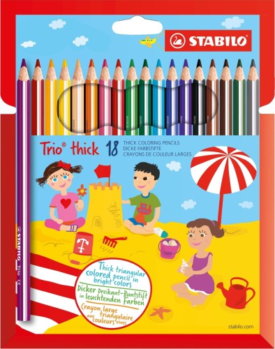 Grube kredki 18szt. - Trójkątne kredki - STABILO TRIO