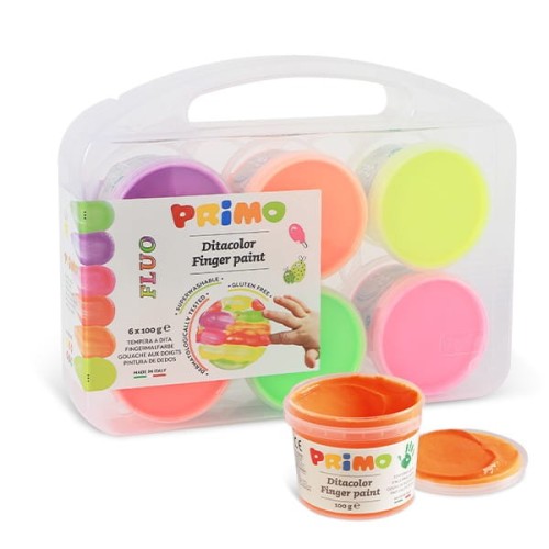 Zestaw farb do malowania palcami 6x100g FLUO - PRIMO