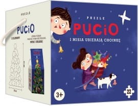 Pucio i Misia ubierają choinkę PUZZLE