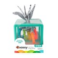 Sassy Manipulacyjna kostka sensoryczna Montessori elastyczna kostka sorter z krążkami