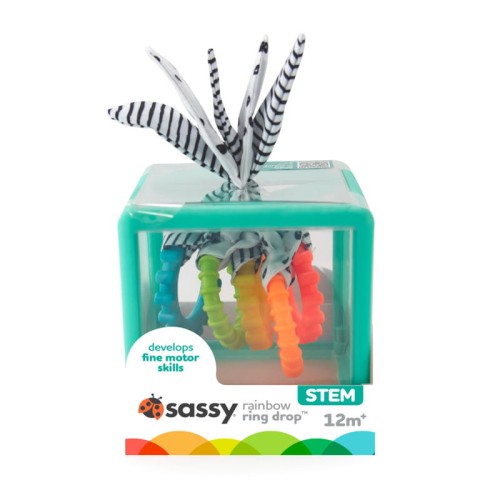 Sassy Manipulacyjna kostka sensoryczna Montessori elastyczna kostka sorter z krążkami