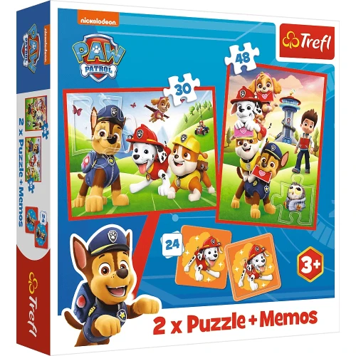Trefl Puzzle 2w1 + memos - Psia ekipa w akcji