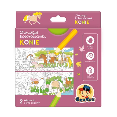 CzuCzu Dłuuugie kolorowanki Konie +4latka KOLOROWANKA