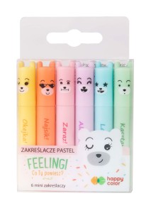 Zakreślacze mini pastelowe 6 kolorów HAPPY COLOR 
