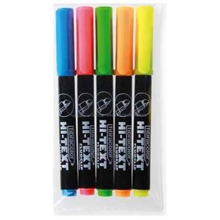 FIBRACOLOR Zakreślacz FluoClip 7000 5 kol. w etui HI-TEXT