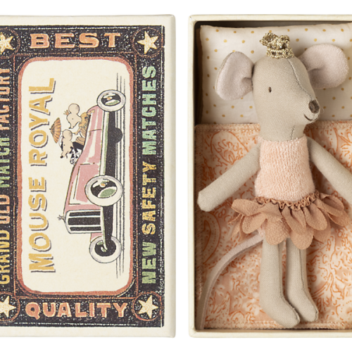 maileg Księżniczka Myszka Mała Siostrzyczka w pudełku zapałek