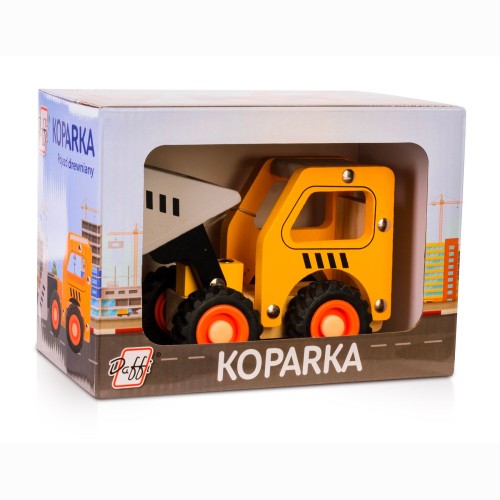 Daffi Drewniane auto z oponami - Koparka