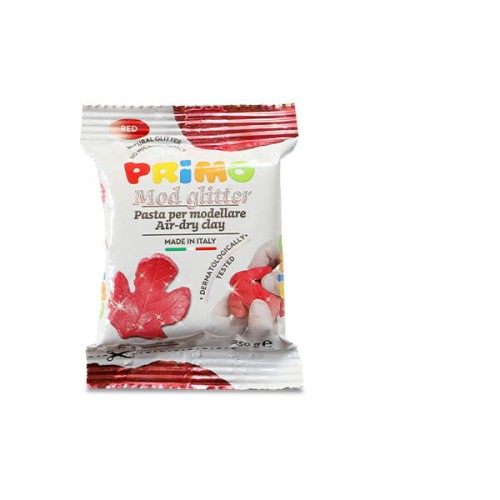 Primo - Masa modelarska z brokatem czerwona 250g