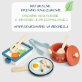 Zestaw drewnianych naczyń, Zabawa w kuchnie, drewniane naczynia oraz żywność, zabawa w gotowanie, zabawkowe akcesoria kuchenne, Tender leaf Toys, zabawki dla dziecka