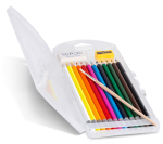 Kredki ołówkowe wodne 12 kol. ZESTAW z temperówką, pędzelkiem i gumką - PRIMO